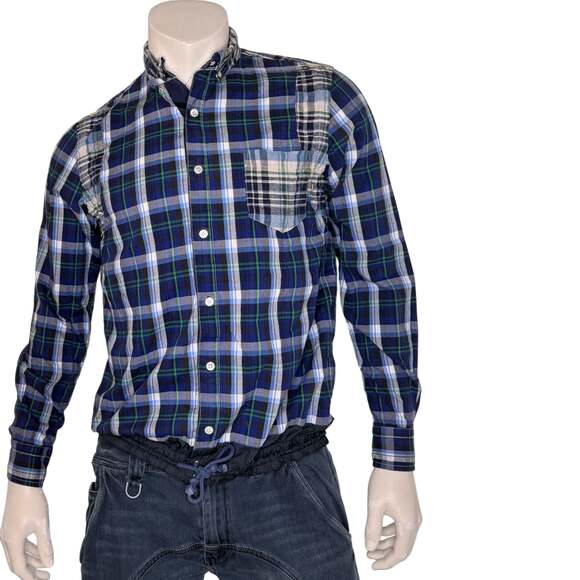 Junya Watanabe Comme des Garçons MAN Other - Junya Watanabe Comme des Garçons MAN Mixed Plaid Patchwork Button Down Shirt
